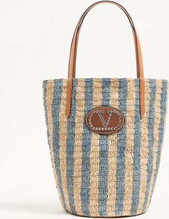 Valentino Garavani Valentino Garavani striped raffia shopping bag Wo