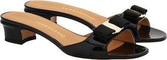 Ferragamo Heeled Mules, female, Black, Size: 7 1/2 US Leather Sandals