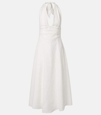 Faithfull The Brand Bianca halterneck linen midi dress