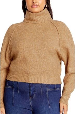 City Chic Demi Turtleneck Sweater in Sand at Nordstrom, Size Xxs