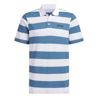 adidas Pique Stripe Polo Shirt Asia Sizing Blue White JI9058
