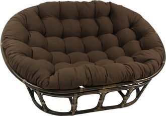 International Caravan Inc Rattan Double Papasan Chair with Twill Cushion