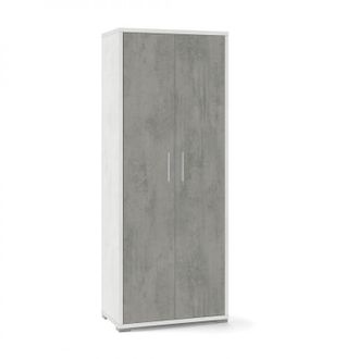 OEM Armario Multiusos De Dos Puertas Cemento Blanco 71x41x H182 Cm