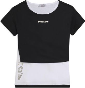 Freddy Completo t-shirt cropped e canotta con stampa perlata