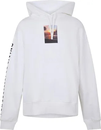 Diesel Mens Cassette Photo Hooded Neck Long Sleeve Sweatshirt in White - Size X-Large
