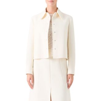 Akris Talitha Crop Cotton & Silk Shirt Jacket in Ecru at Nordstrom, Size 12
