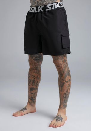 Siksilk Pantalones Cortos de Ba&ntilde;o Cargo Negros para Hombres XXL