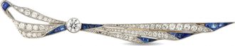 Luxury Bazaar Antique Platinum and 18K Yellow Gold 0.90ct Diamond and Sapphire Brooch MF20-082526