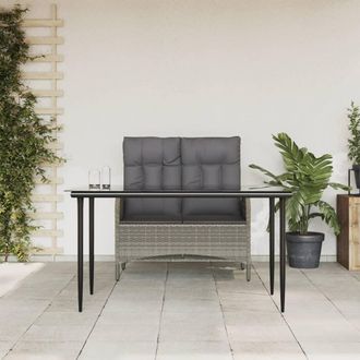 vidaXL Juego De Comedor Jard&iacute;n 2 Pzas Con Cojines Rat&aacute;n Sint&eacute;tico Gris Vidaxl