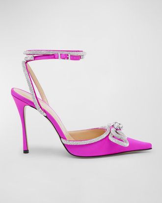 Mach & Mach Strass Bow Double Ankle-Strap Pumps