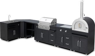 Oviala Cocina exterior de esquina 6 elementos 3 m&oacute;dulos de cocci&oacute;n/fregadero