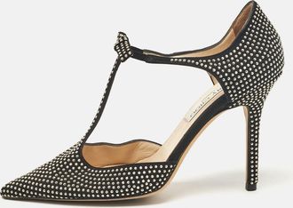 Jimmy Choo London Black Studded Suede Talan Bow Pumps