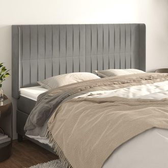 vidaXL Cabecero Con Orejas De Terciopelo Gris Claro 163x16x118/128 Cm Vidaxl