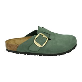 Birkenstock Schoenen, Dames, Groen, 42 EU, Suède, Groene Suède Grote Gesp Klompen
