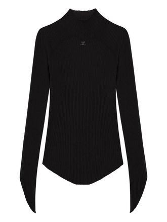 Courr&egrave;ges Circle Rib Knit Mockneck Sweater