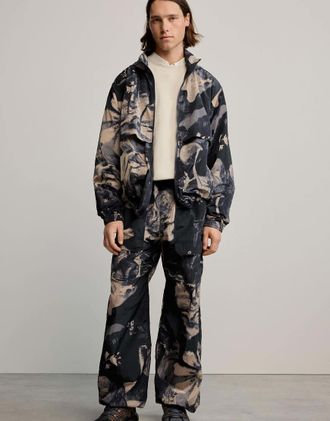 Desigual pantaloni lunghi stampati neri-Nero