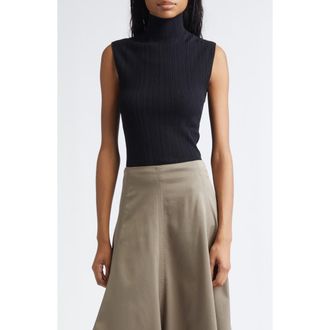 Proenza Schouler Federica Sleeveless Ribbed Funnel Neck Sweater in Black at Nordstrom, Size X-Large