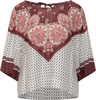 Pinko Red Paisley Round Neck Top