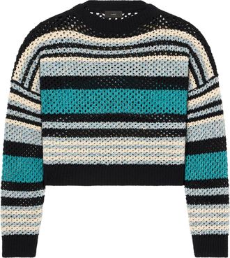 Alanui Cropped Ocean Stripes Sweater with Textured Loose Knit