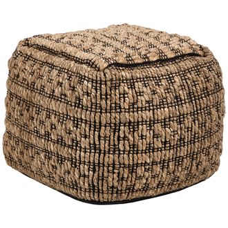 Beliani Puf De Yute Y Algod&oacute;n Otomana Cuadrada Reposapi&eacute;s Relleno De Bolas Eps Sala De Estar Beige Mabula