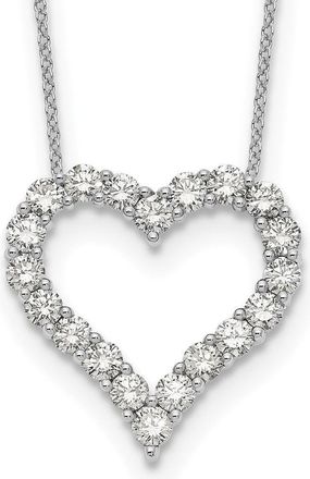 Diamond2Deal 14k Gold 2 Ct Lab Grown Diamond Open Heart Pendant Necklace 18