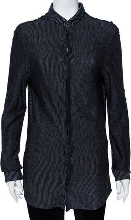 Emporio Armani Black Striped Knit Long Sleeve Shirt