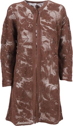 Kangra Cashmere Brown Open Knit Sequined Jacket