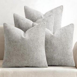 OEM Fundas De Almohada De Chenilla Gris Claro De 20x20 Pulgadas, Estilo R&uacute;stico Y Bohemio, Compatibles Con Rellenos De Almohada Cuadrados Est&aacute;ndar