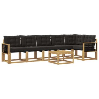 vidaXL Conjunto De Sof&aacute;s De Exterior Con Coj&iacute;n 7 Pcs Blanco Y Negro Vidaxl