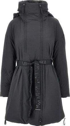 Emporio Armani Parka in piuma con cintura - - Coats - Donna - Nero - 2XS
