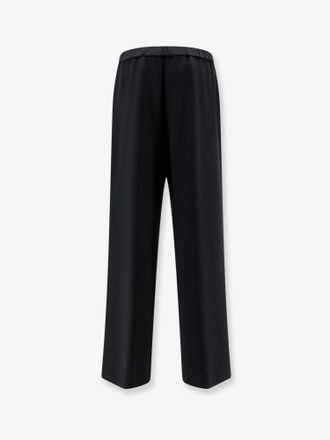 Aspesi Womens Wide-Leg Trousers With Elastic Waistband Black Triacetate
