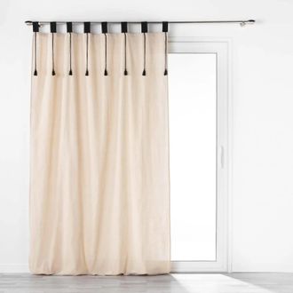 Douceur d'Int&eacute;rieur Douceur-dinterieur Cortina Con Pasacintas Y Pompones Natural 140x240 Cm