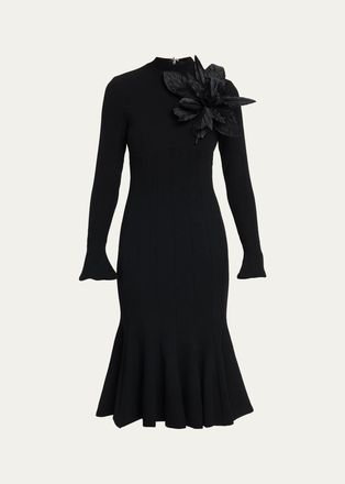 Sergio Hudson Tulip Wool Cr&ecirc;pe Midi Dress