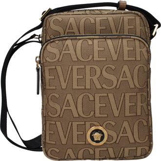 Versace Beige Fabric Shoulder Mens Bag