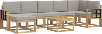 vidaXL Conjunto De Sof&aacute;s De Exterior 8 Uds. Blanco Y Gris Claro Vidaxl