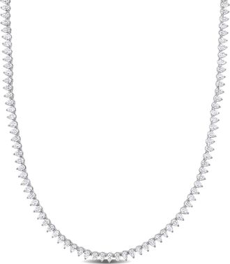 Mimi & Max 44 1/2 CT TGW Created White Sapphire Teardrop Tennis Necklace in Sterling Silver