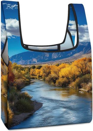 Generic New Mexico Mountain Prints Shopping Bag Reusable Grocery Tote Bag Foldable Handbag for Travel Picnic
