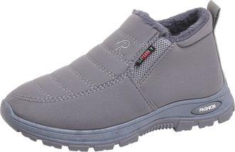 Generic Women Winter Warm Snow Boots Ladies Slip On Waterproof Outdoor Faux Fur Lined Ankle Booties Shoes (Grey, 4.5)