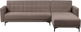 Beliani Sof&aacute; Cama Modular En Forma De L Tapizado En Tela Con Capiton&eacute; Gris Pardo Izquierdo Aberdeen