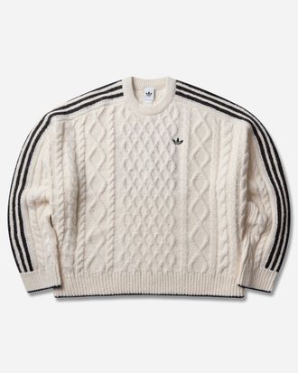 adidas Women s Cable Knit Sweater Core White / Black