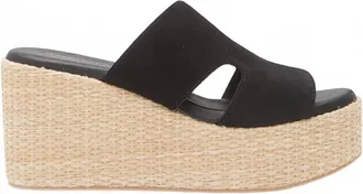 Chocolat Blu Womens Jamie Platform Wedge Sandal In Black Suede