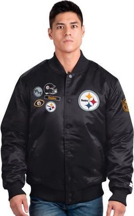 Starter Mens Starter Black Pittsburgh Steelers Exclusive Satin Full-Snap Varsity Jacket at Nordstrom, Size X-Large