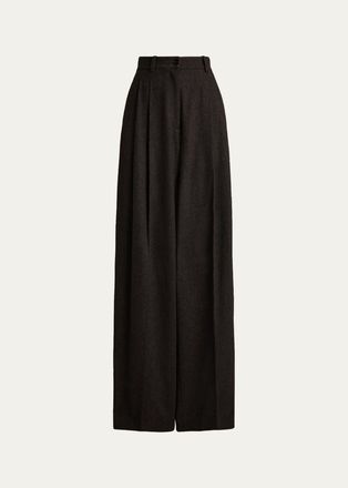Ralph Lauren Collection Clarice Wool Herringbone Wide-Leg Pants