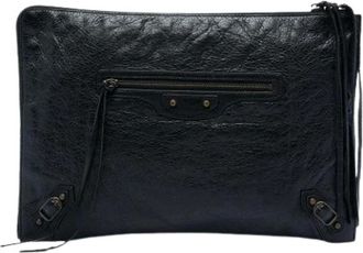 Balenciaga Pre-owned Vintage Clutch - Dames - Pre-owned - Zwart - Maat: ONE Size Leer