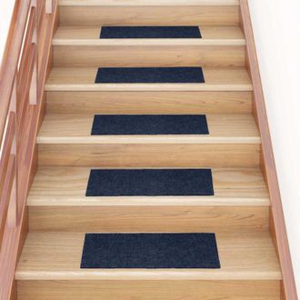 vidaXL Tappetini Per Scale Autoadesivi 30 Pz 60x25 Cm Blu Navy Rettangolari Vidaxl