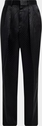 Tom Ford Men & apos;s Satin Polka Dot Jacquard Double-Pleated Pants