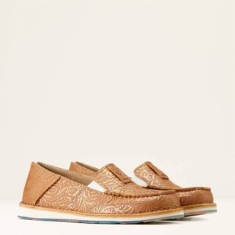 Ariat Womens Cruiser Floral Embossed Slip On Shoe In Brown