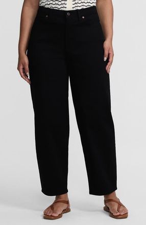 Lands End Tall Denim High Rise Barrel Leg Ankle Jeans in Black at Nordstrom, Size 8