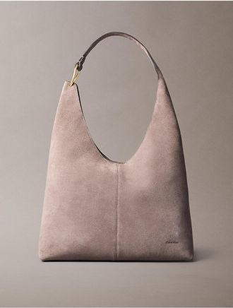 Calvin Klein Womens Slouchy Suede Large Shoulder Bag - Brown