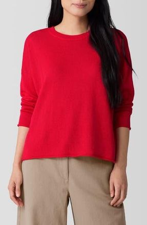 Eileen Fisher Crewneck Organic Linen & Organic Cotton Sweater in Chery at Nordstrom Rack, Size Xx-Small
